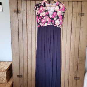 Pink Blush Navy Maternity Maxi Dress, Plus Size, XXL